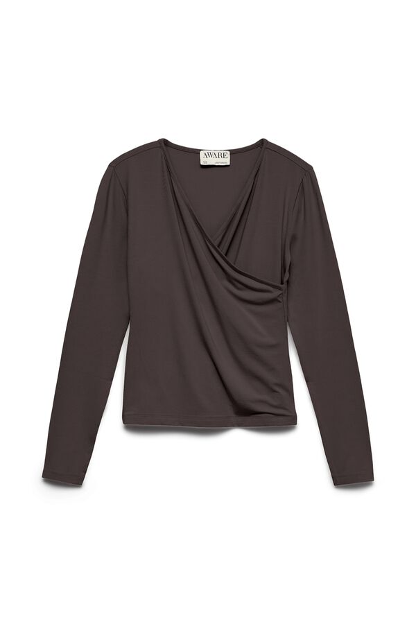 Vero Moda T-shirt drapeada cruzada Castanho