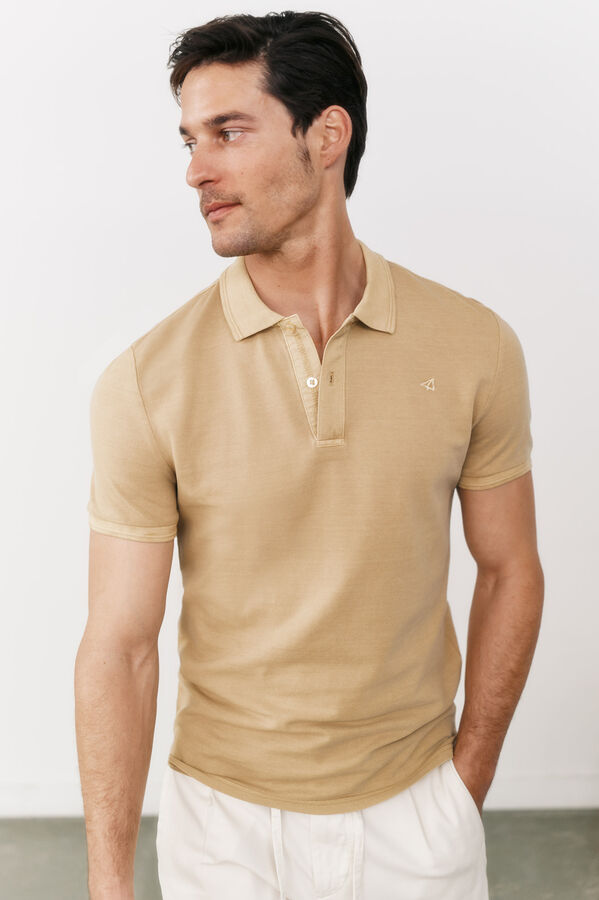 OOTO Washed piqué plane embroidered polo shirt Gold