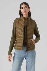 Cortefiel Puffer gilet with pockets Green