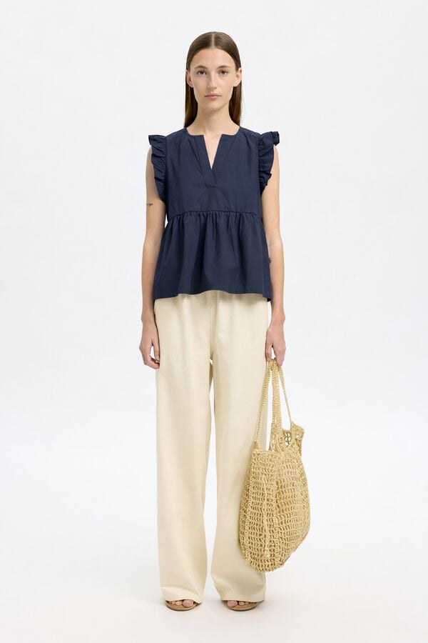 Selected Blusa sem mangas e folhos Azul