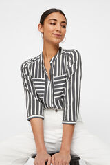 Cortefiel Striped 3/4 shirt Black