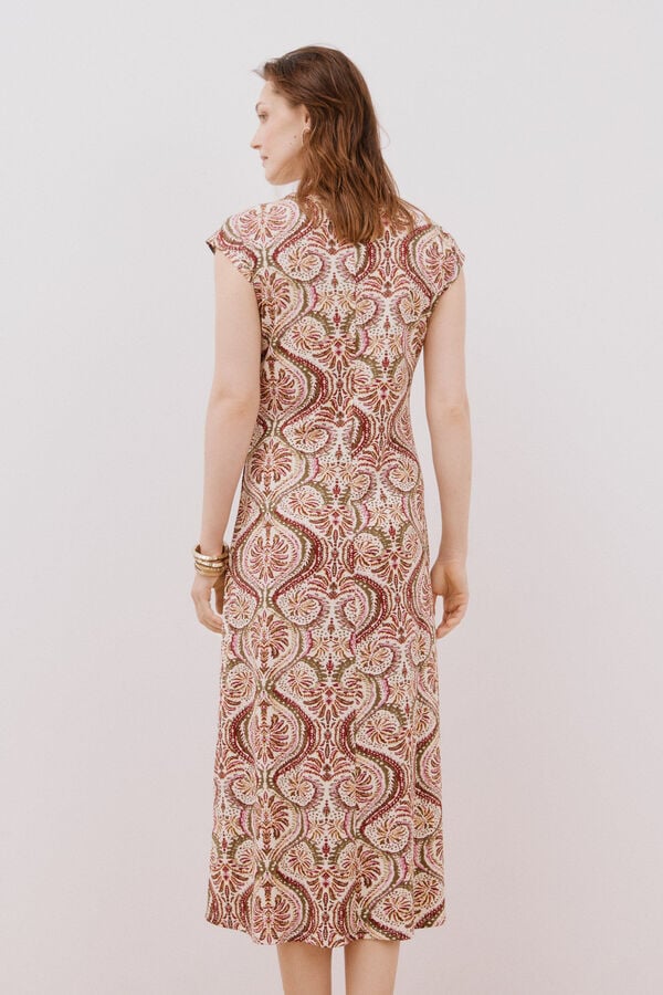 Cortefiel Contrast V neckline dress Multicolour