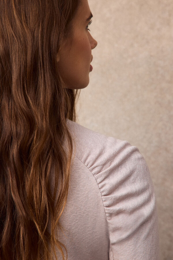 Slowlove Ruched sleeve top Nude