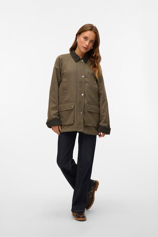 Vero Moda Parka encerada com vários bolsos  Verde