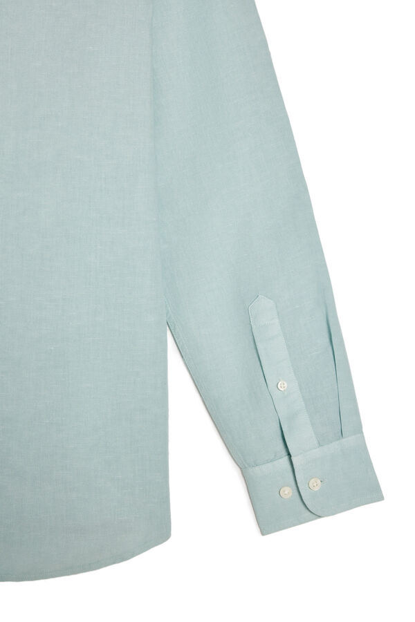 Cortefiel Camisa algodão linho manga comprida Azul