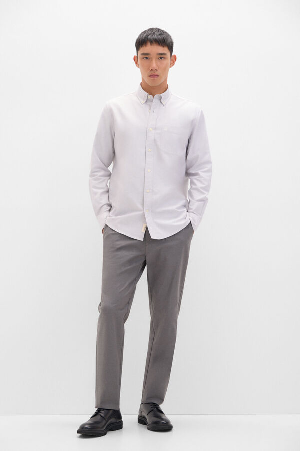 Cortefiel Camisa oxford liso Gris