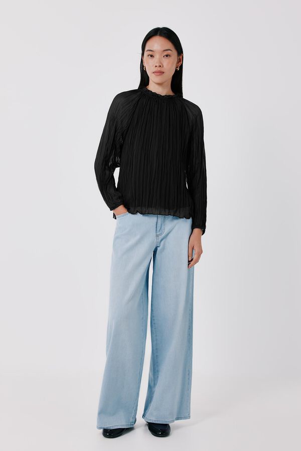 Cortefiel Blusa plisada Negro