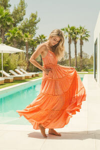 Cortefiel Strappy dress  Printed orange