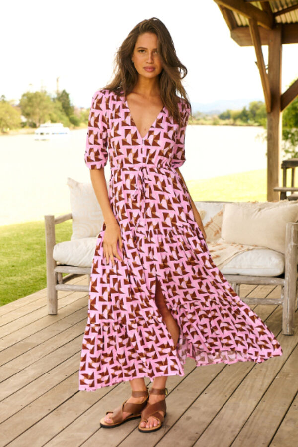 Cortefiel Haven print Tessa maxi dress Pink