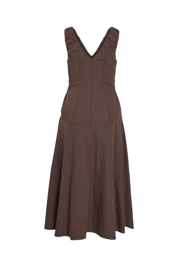 Vila Cotton long dress with straps Brown