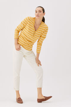 Cortefiel V-neck jumper with buttons Printed blue