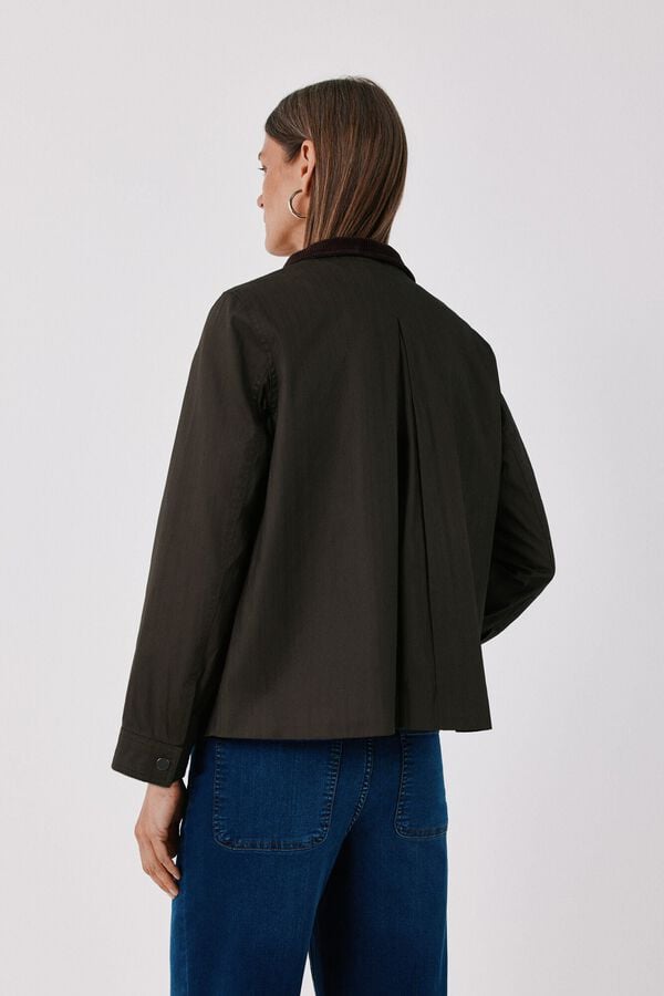 Cortefiel Short waxed parka Dark brown