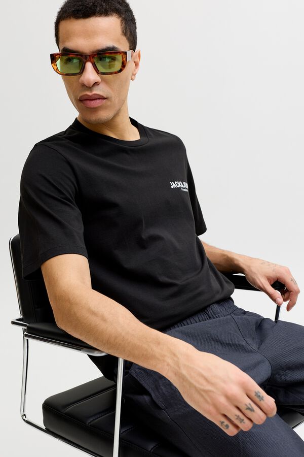 Jack & Jones T-shirt com logo em algod&atilde;o Preto