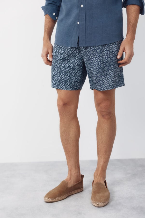 Cortefiel Geometric print swimwear Navy