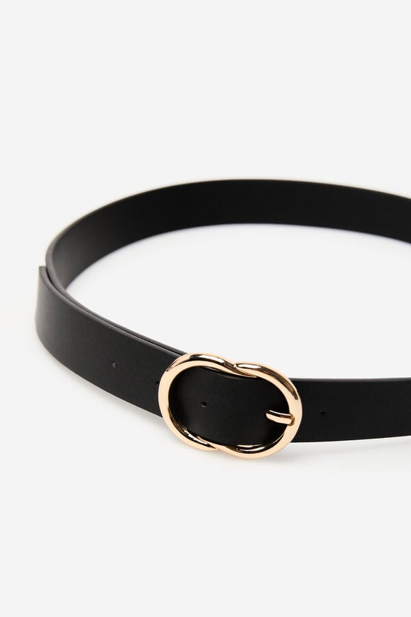 Cortefiel Basic double buckle belt Black