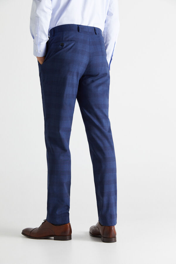 Cortefiel Checked slim fit stain resistant trousers Blue