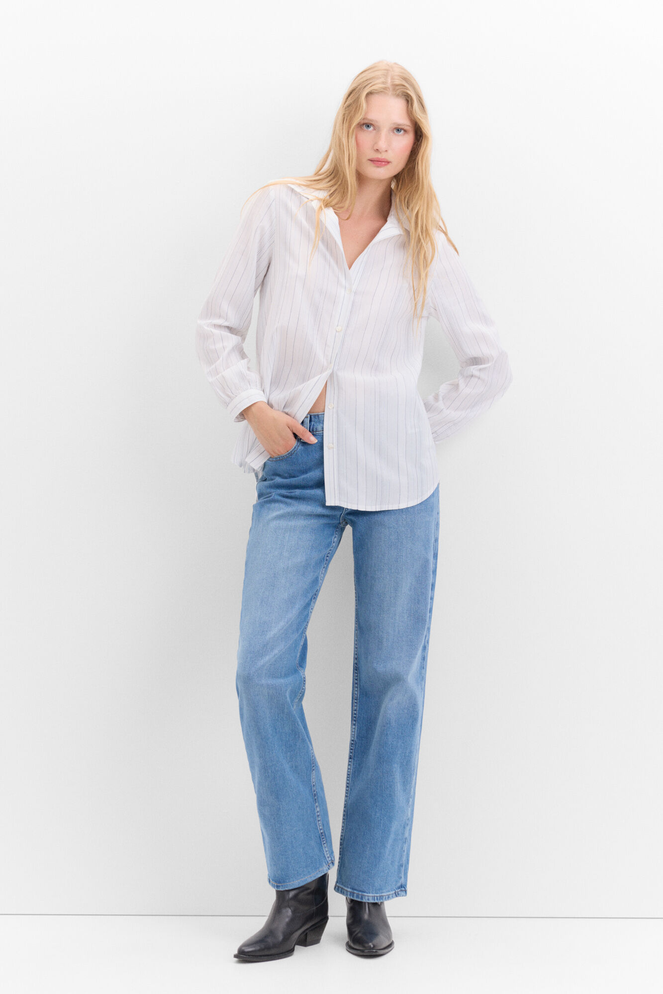 Camisa rayas lurex Blusas de mujer Cortefiel