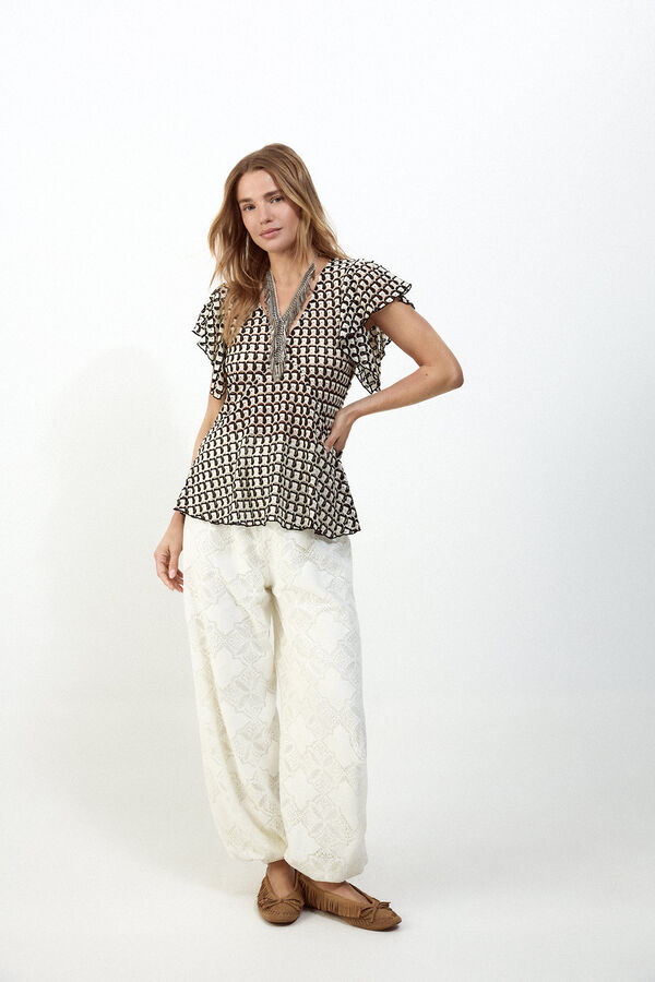 Slowlove Multicoloured structured top Black