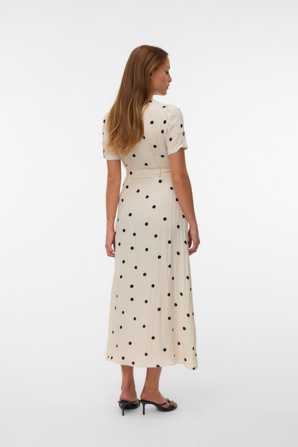 Vero Moda Vestido midi de bolinhas Tostado
