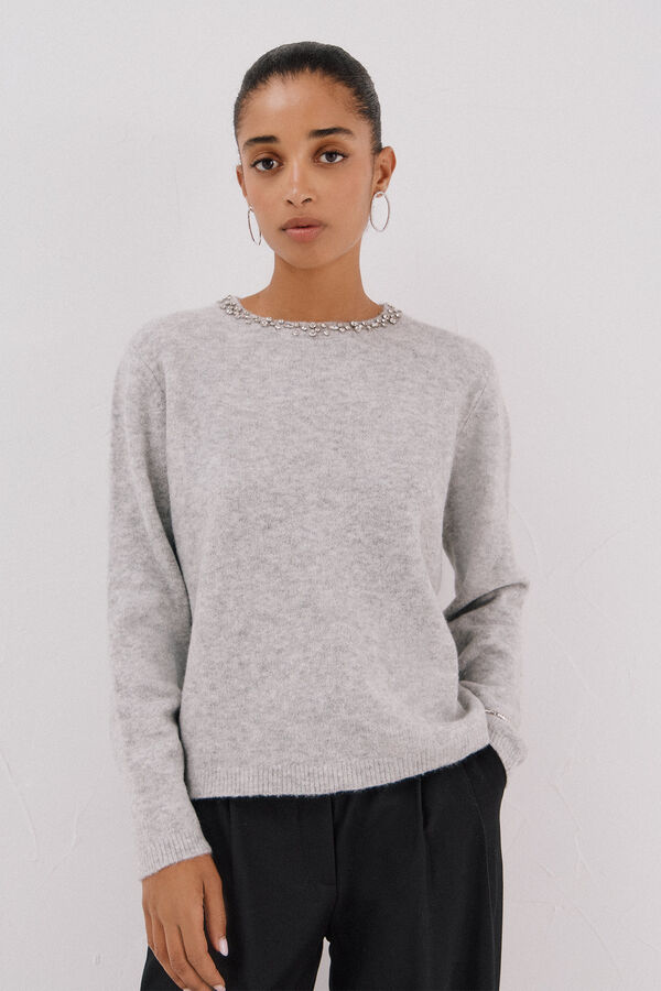 Cortefiel Jersey punto joyas Grey