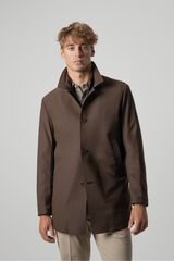PuroEGO Gabardina com gola remov&iacute;vel Castanho