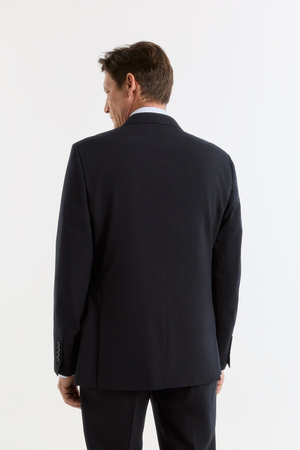 Cortefiel Navy slim fit smart fabric plaid blazer Navy