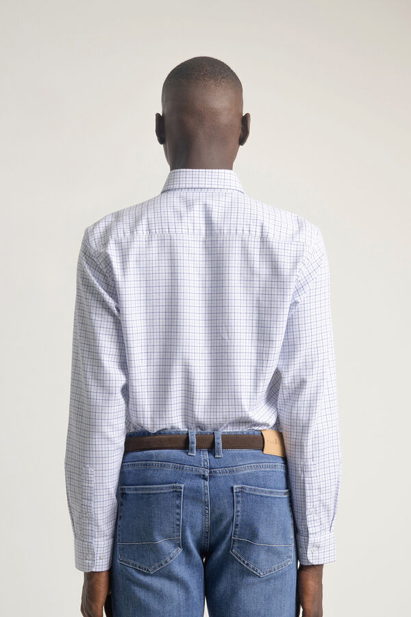 PuroEGO Camisa xadrez de algodão slim fit Azul