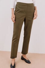 Cortefiel Straight trousers with elasticated back Kaki