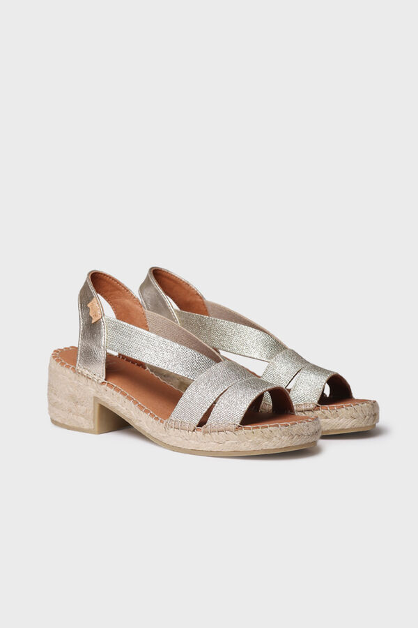 Toni Pons Sand&aacute;lia de salto em pele com el&aacute;sticos Dourado