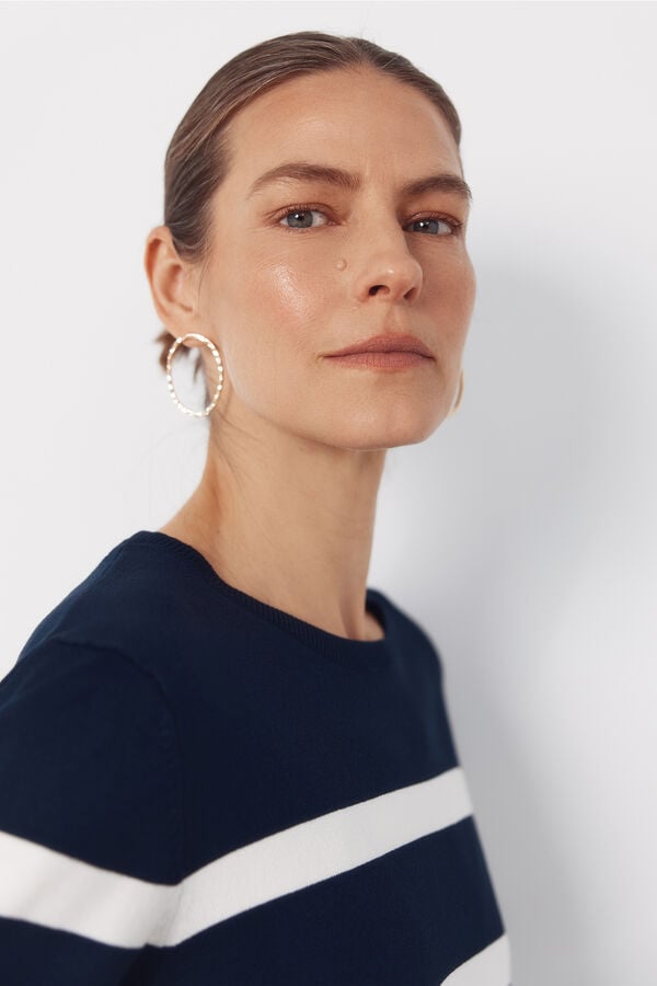 Cortefiel Striped jersey-knit jumper Printed blue