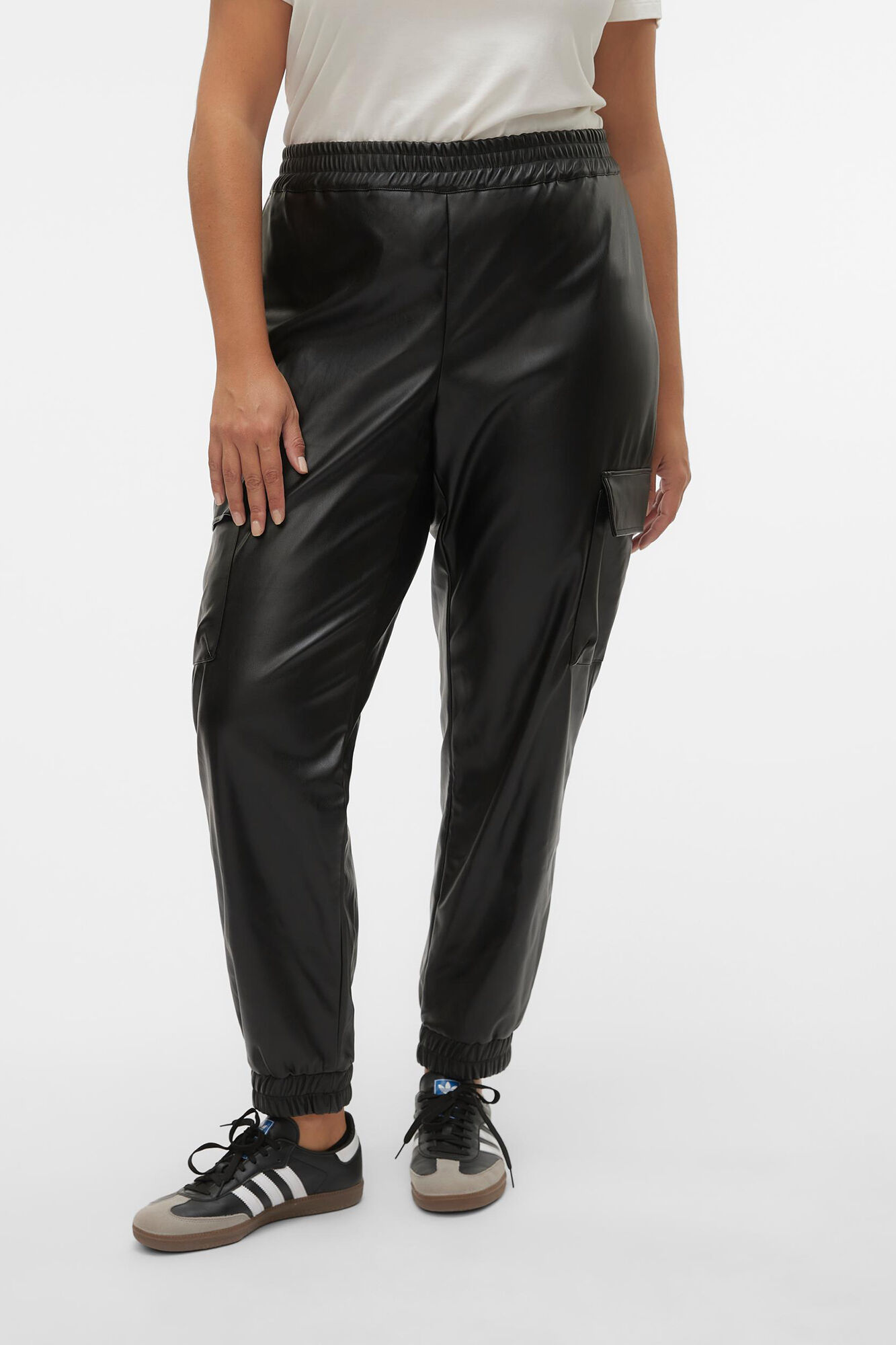 Faux leather cargo trousers - Women's fashion | Stradivarius Egypt