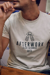 Cortefiel Camiseta algodón gráfica afterwork Crudo