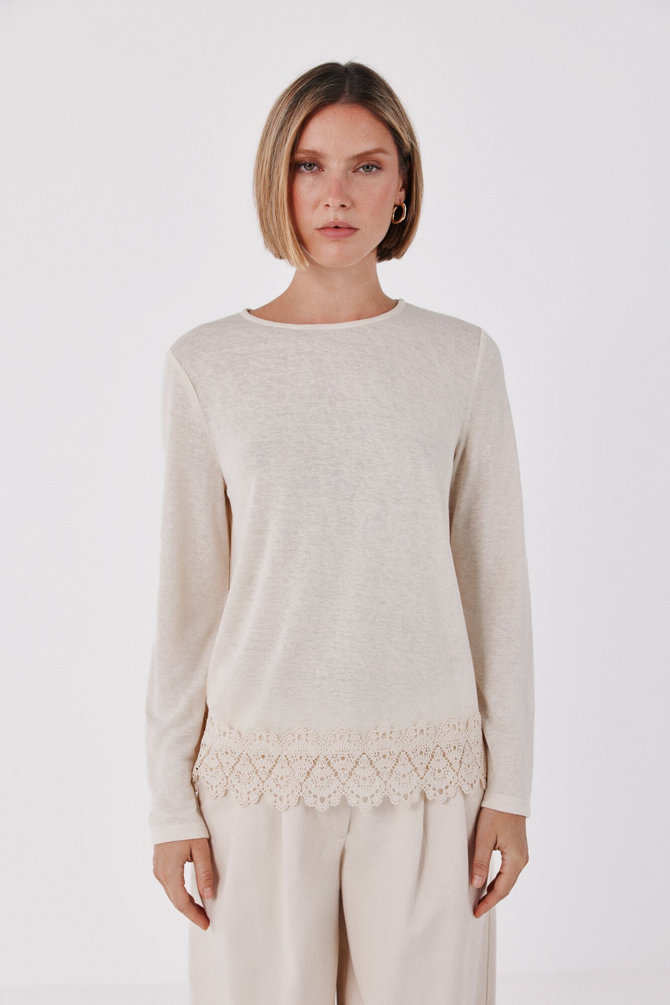 Cortefiel Guipure hem T-shirt