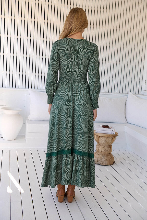 Jaase Sabrina print maxi dress Green