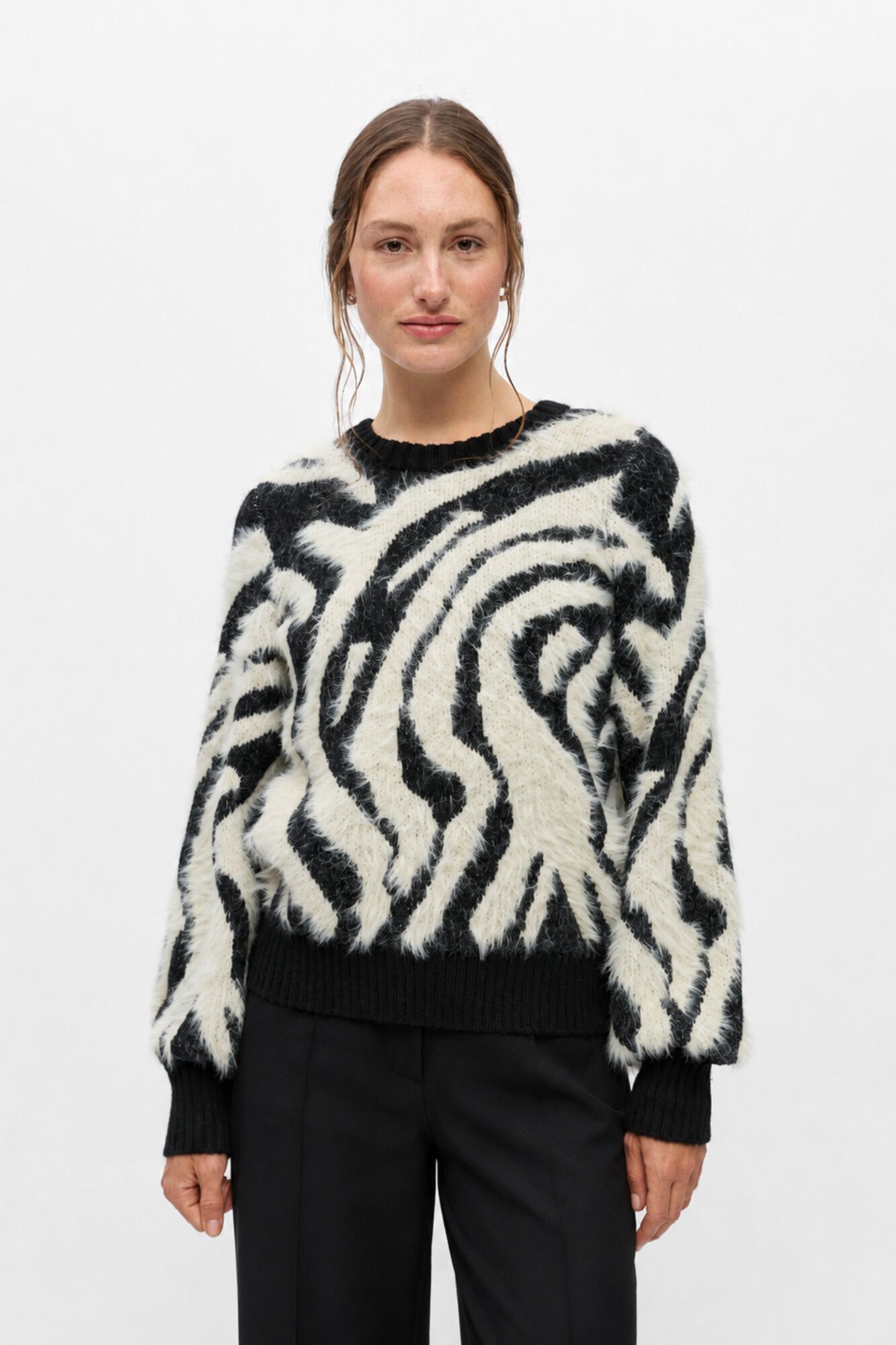 Object Knit look faux fur jumper