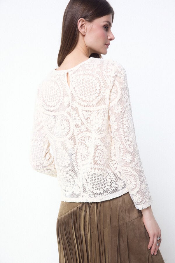 Slowlove Top crochet floral Branco