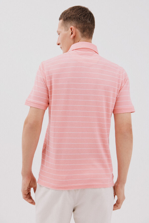 Cortefiel Striped piqué polo shirt Coral