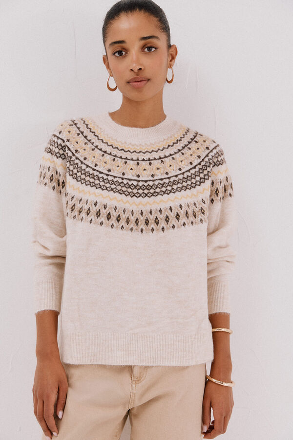 Cortefiel Jacquard design jumper Ivory