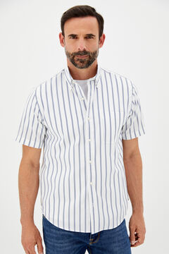 Cortefiel Striped short-sleeved Coolmax shirt Navy