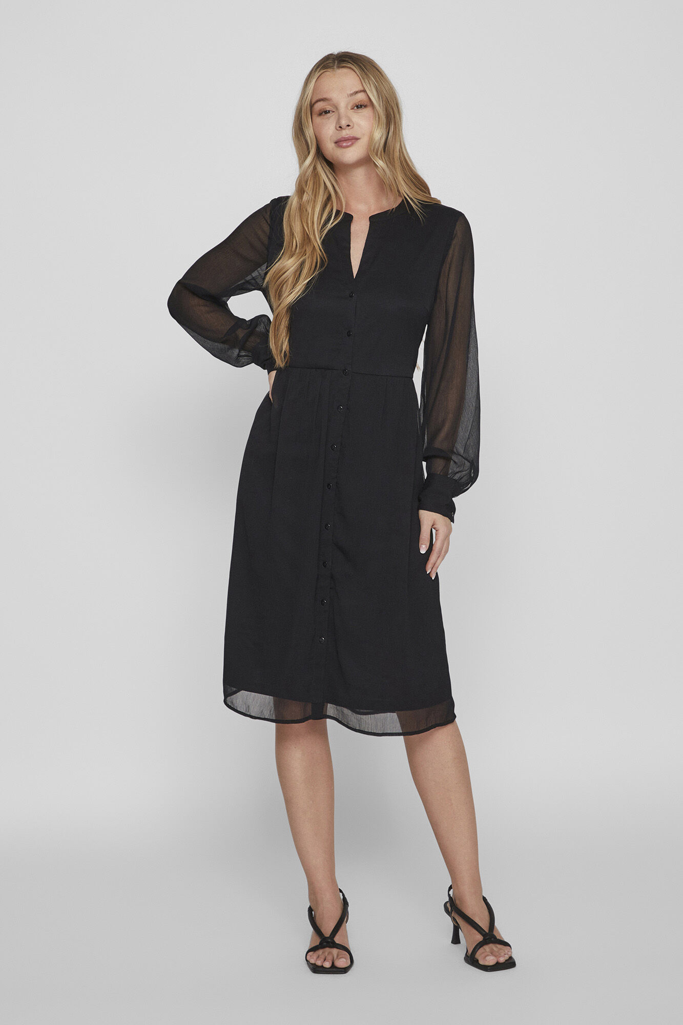 Vestido gasa de manga larga