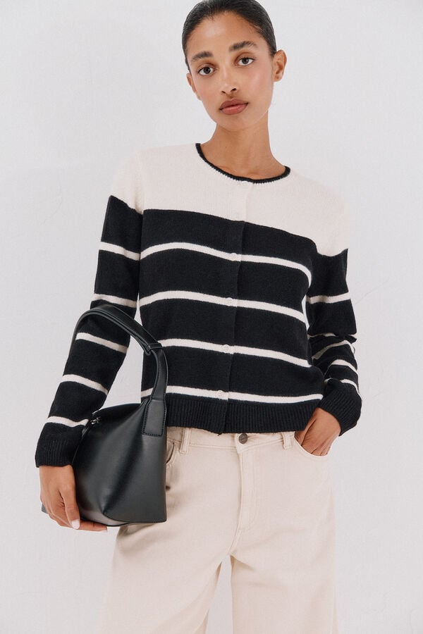 Cortefiel Soft feel cardigan Black