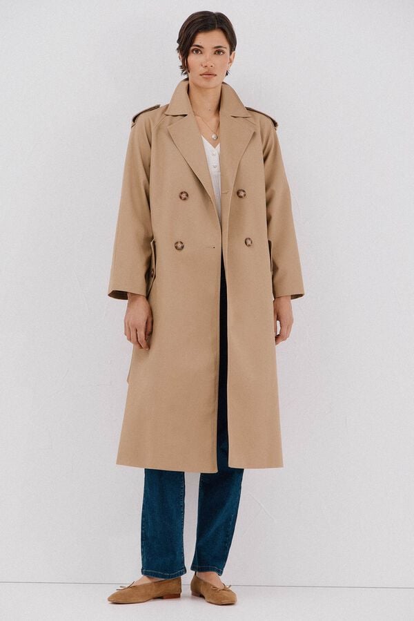 Cortefiel Long trench coat Beige