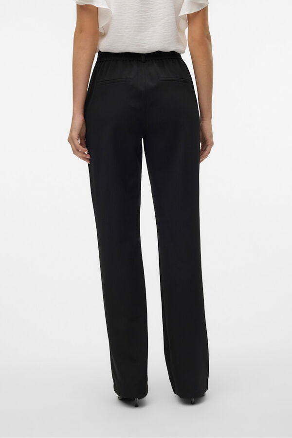 Vero Moda Calças retas com cós elástico Preto