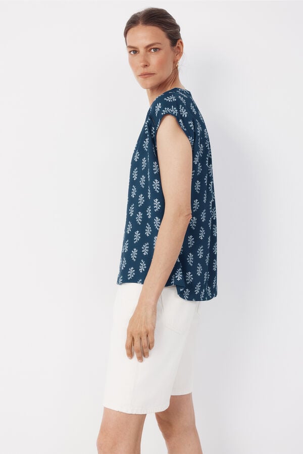 Cortefiel Blusa Entredos Azul