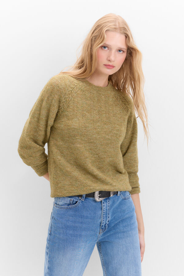 Cortefiel Openwork yoke jumper Gold