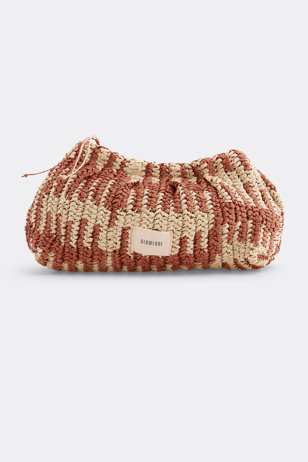 Slowlove Bolso pouch rafia Estampado marr&oacute;n
