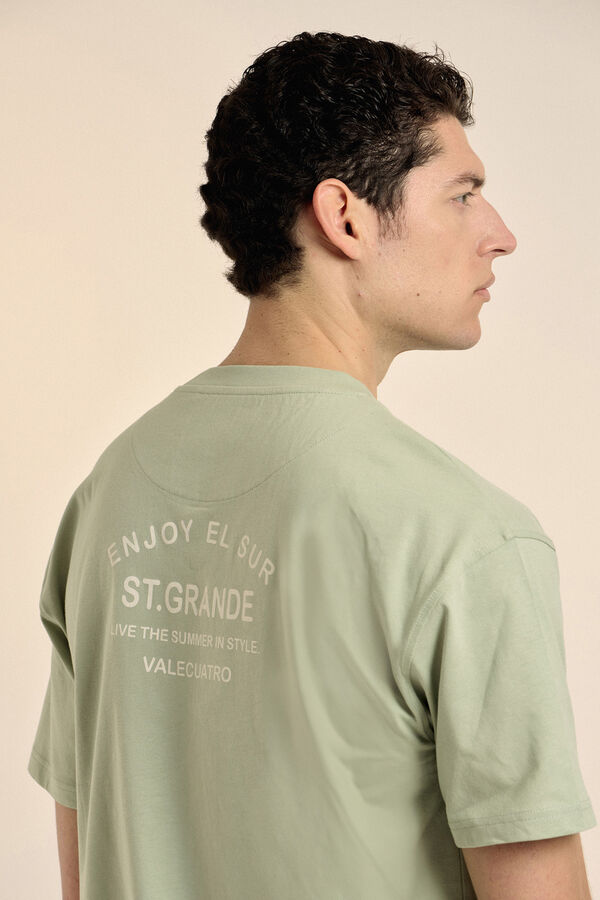 Valecuatro Camiseta com texto grande Verde