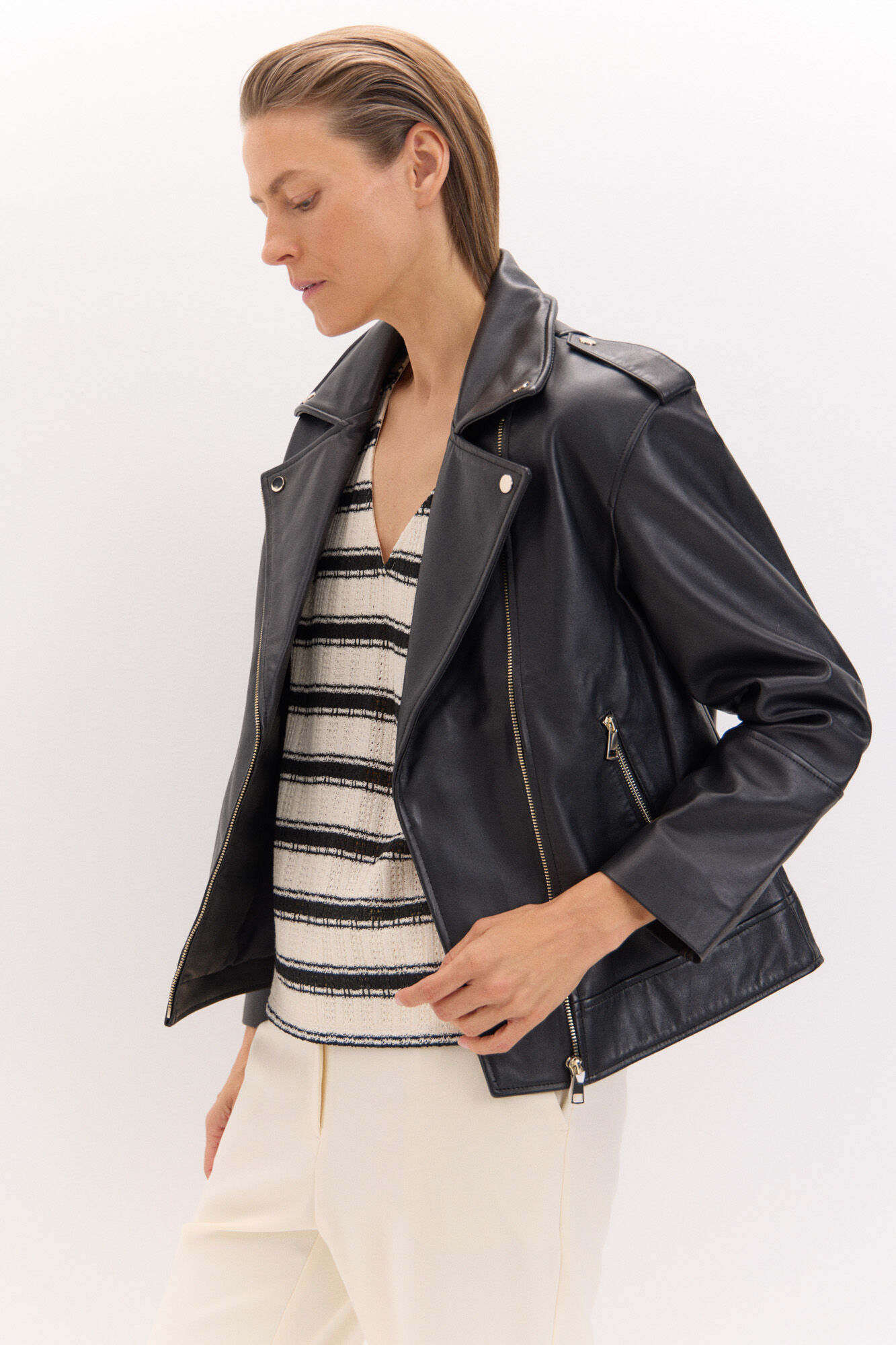 Cortefiel leather jacket on sale