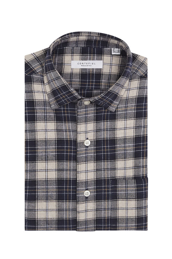 Cortefiel Checked flannel shirt Navy