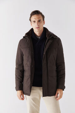 Cortefiel Parka with four pockets and a hood Dark brown